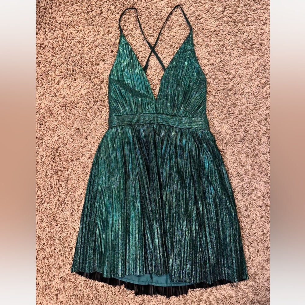 nordstrom homecoming dress metallic green